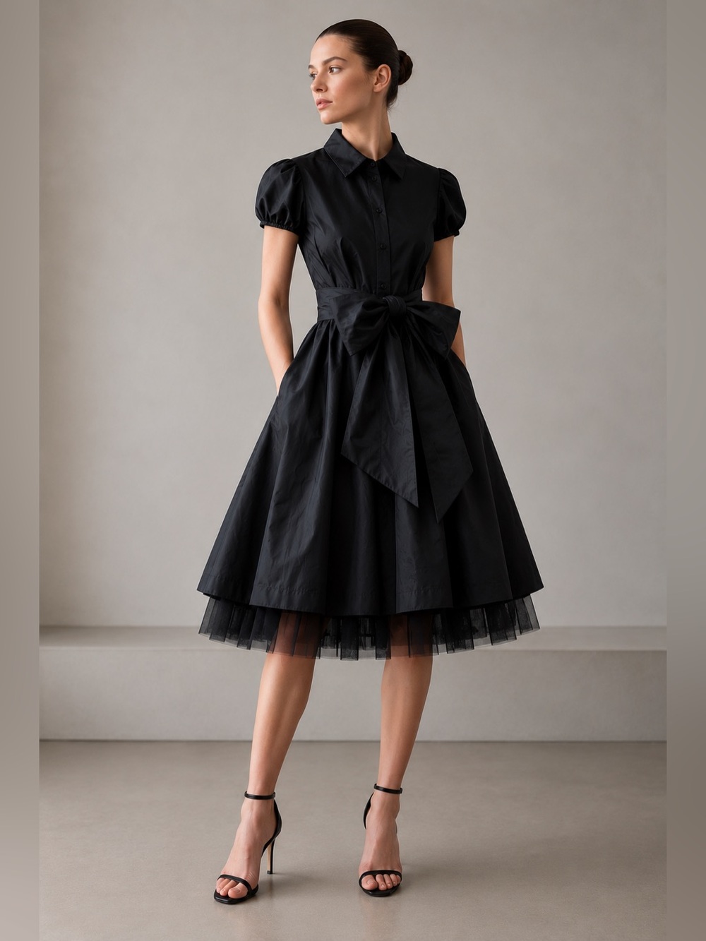 BCBG SILK SHIRT DRESS WITH BOW-BNWT